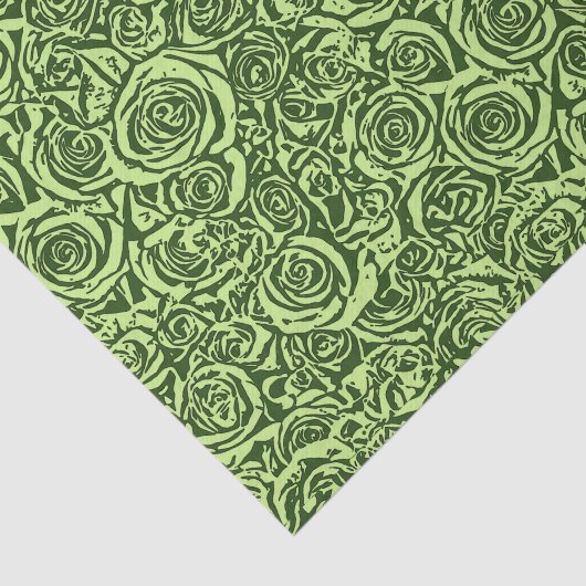 Modern Abstract Roos Patroon, Lime Green Tissuepapier (Detail)