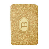 Modern Abstract Roos Patroon, Mustard Yellow Badmat (Voorkant Verticaal)