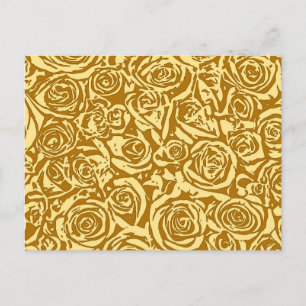 Modern Abstract Roos Patroon, Mustard Yellow Briefkaart