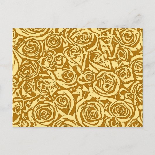 Modern Abstract Roos Patroon, Mustard Yellow Briefkaart (Voorkant)
