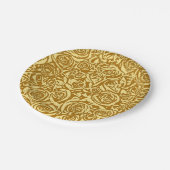 Modern Abstract Roos Patroon, Mustard Yellow Papieren Bordje (Gekanteld)