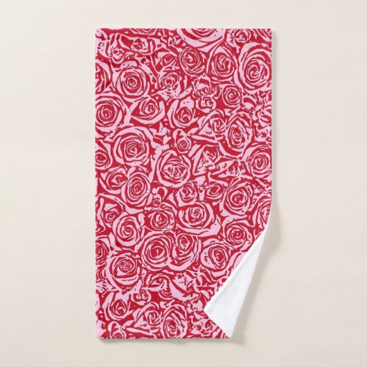 Modern Abstract Roos Patroon, Roos Rood en Roze Bad Handdoek (Handdoek)
