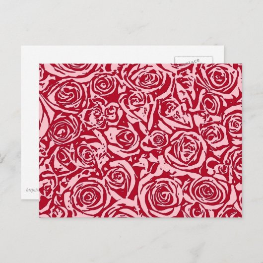 Modern Abstract Roos Patroon, Roos Rood en Roze Briefkaart (Voorkant / Achterkant)