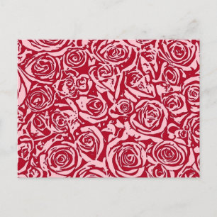 Modern Abstract Roos Patroon, Roos Rood en Roze Briefkaart