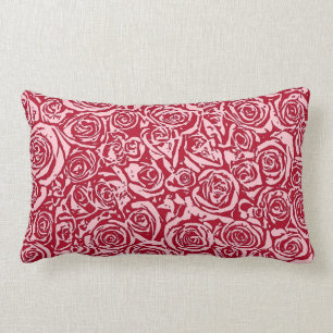 Modern Abstract Roos Patroon, Roos Rood en Roze Kussen
