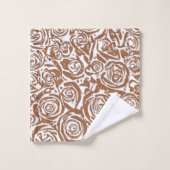 Modern Abstract Roos Patroon, Taupe Tan en White Bad Handdoek (Wasdoekje)