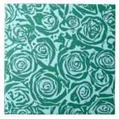 Modern Abstract Roos Patroon, Turquoise en Aqua Tegeltje (Voorkant)