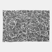 Modern Abstract Roos Patroon, zwart-wit Theedoek (Horizontaal)