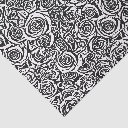 Modern Abstract Roos Patroon, zwart-wit Tissuepapier (Detail)