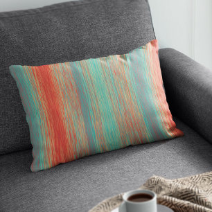 Modern Abstract Rough Stripe Red Oranje Turquoise Accent Kussen