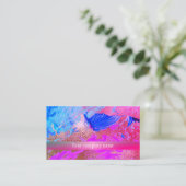 Modern abstract roze blauw metallic visitekaartje (Staand voorkant)