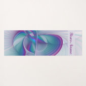 Modern Abstract Roze Blauwe Turquoise Fractal Name Yogamat (Achterkant (horizontaal))