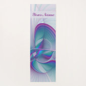 Modern Abstract Roze Blauwe Turquoise Fractal Name Yogamat (Achterkant)