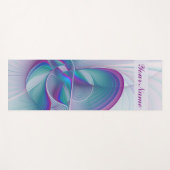 Modern Abstract Roze Blauwe Turquoise Fractal Name Yogamat (Voorkant (horizontaal))