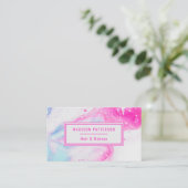 Modern Abstract Roze Chique Trendy Schattige Profe Visitekaartje (Staand voorkant)