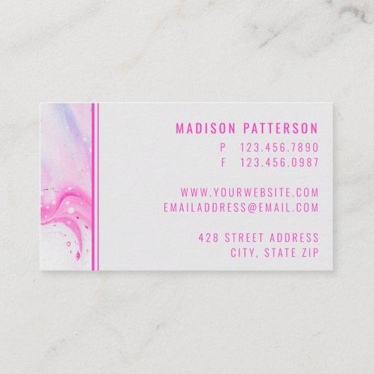 Modern Abstract Roze Chique Trendy Schattige Profe Visitekaartje (Achterkant)