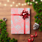 Modern Abstract roze en blauw kerstpatroon Cadeaupapier