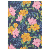 Modern Abstract Roze & Gele Bloemmotief Klembord (Achterkant)