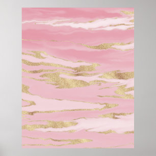 Modern Abstract Roze Goud Marmer Poster