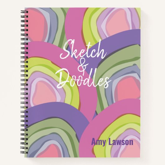 Modern Abstract Roze Paars Aangepast Notitieboek (Voorkant)