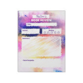 Modern Abstract Roze Paarse Waterverf Boek Review Notitieblok (Linkerzijde)