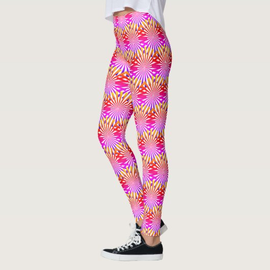 Modern Abstract Roze Rainbow Gradient Rays Pattern Leggings (Links)