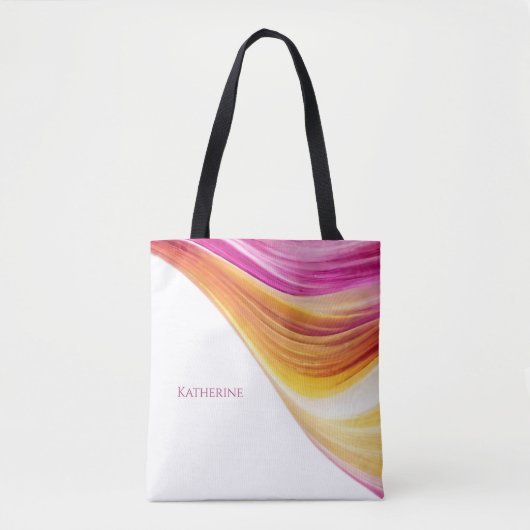 Modern Abstract-Roze Sinaasappel Geel-Gepersonalis Tote Bag (Voorkant)