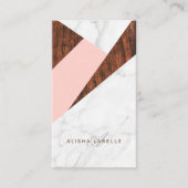 Modern Abstract roze, wit marmer en houtnerf Visitekaartje (Voorkant)