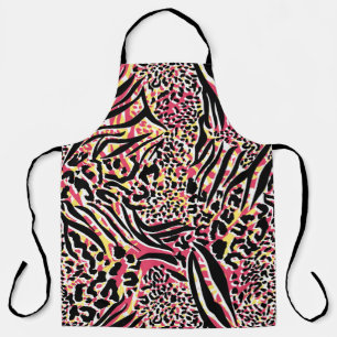 Modern Abstract Roze Zwart Dierenprint Schort