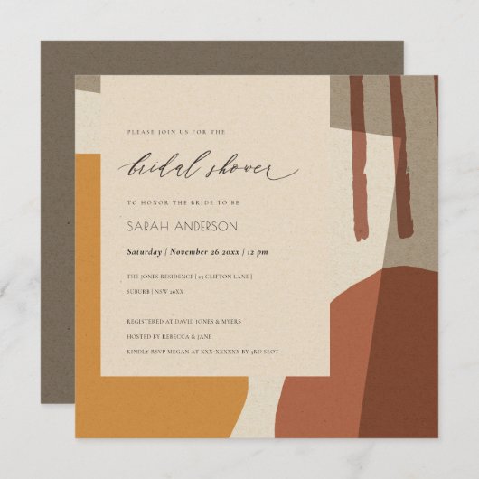 MODERN ABSTRACT RUST GEEL VRIJGEZELLENFEEST KAART (Voorkant / Achterkant)