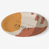 MODERN ABSTRACT RUST GEEL VRIJGEZELLENFEEST PAPIEREN BORDJE (Gekanteld)