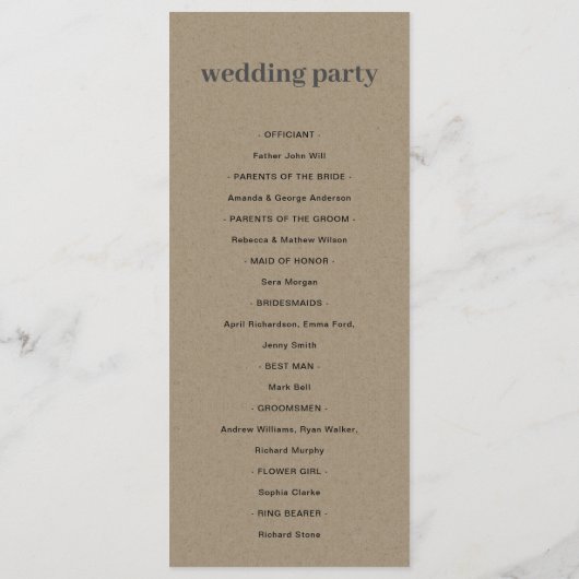 MODERN ABSTRACT RUST WEDDING CEREMONY PROGRAMMA (Achterkant)