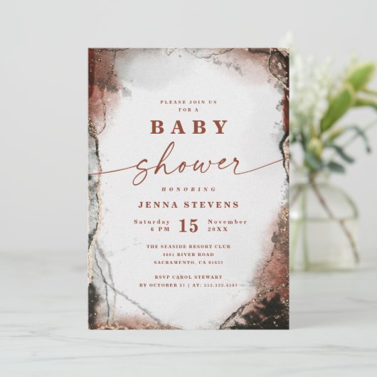 Modern Abstract rustiek Oranje Baby shower Kaart (Staand voorkant)