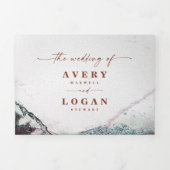 Modern Abstract rustiek Sinaasappel & grijs Fall W Drieluik Uitnodiging (Cover)