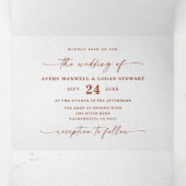 Modern Abstract rustiek Sinaasappel & grijs Fall W Drieluik Uitnodiging (Binnenkant midden)