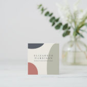 Modern Abstract Sage Green Blue Terracotta Vierkante Visitekaartje (Staand voorkant)