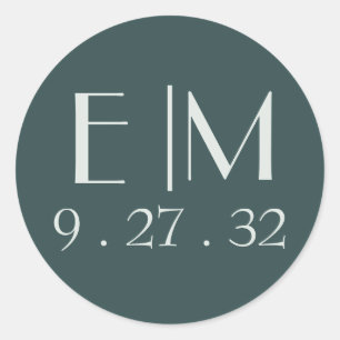 Modern Abstract Sage Green Moss Waterverf Initiaal Ronde Sticker