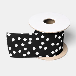Modern Abstract Schattig Stippenpatroon Zwart en W Satijnen Lint