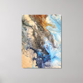 Modern Abstract Schilderen Blauw Goud Wit Faux Canvas Afdruk (Voorkant)