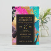 Modern abstract schildergoudschrift, donkerbruilof kaart (Staand voorkant)