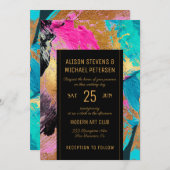 Modern abstract schildergoudschrift, donkerbruilof kaart (Voorkant / Achterkant)