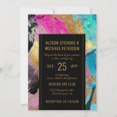 Modern abstract schildergoudschrift, donkerbruilof kaart (Voorkant)