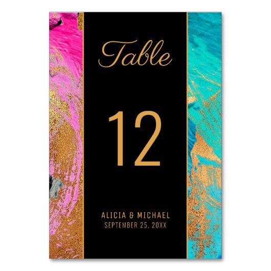 Modern abstract schildergoudschrift, donkerbruilof kaart (Voorkant)