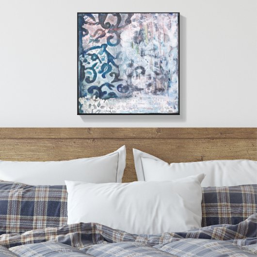 Modern Abstract schilderij Azure Elegy Canvas Afdruk (Insitu (Slaapkamer))