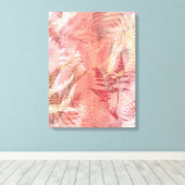 Modern Abstract schilderij Koraal Roze Varen Blade Canvas Afdruk (Insitu (Houten vloer))