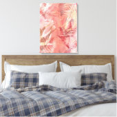 Modern Abstract schilderij Koraal Roze Varen Blade Canvas Afdruk (Insitu (Slaapkamer))