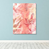 Modern Abstract schilderij Koraal Roze Varen Blade Canvas Afdruk (Insitu (Houten vloer))