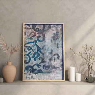 Modern Abstract schilderij Print Azure Elegy