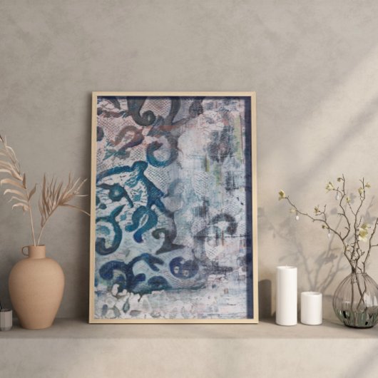 Modern Abstract schilderij Print Azure Elegy