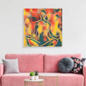 Modern Abstract schilderij Yoga geel rood groen Canvas Afdruk (Insitu (Woonkamer))